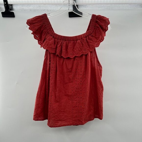 ROOMMATES Women's Eyelet Lace Top Off Shoulder Cinnamon Size Large - Picture 7 of 9